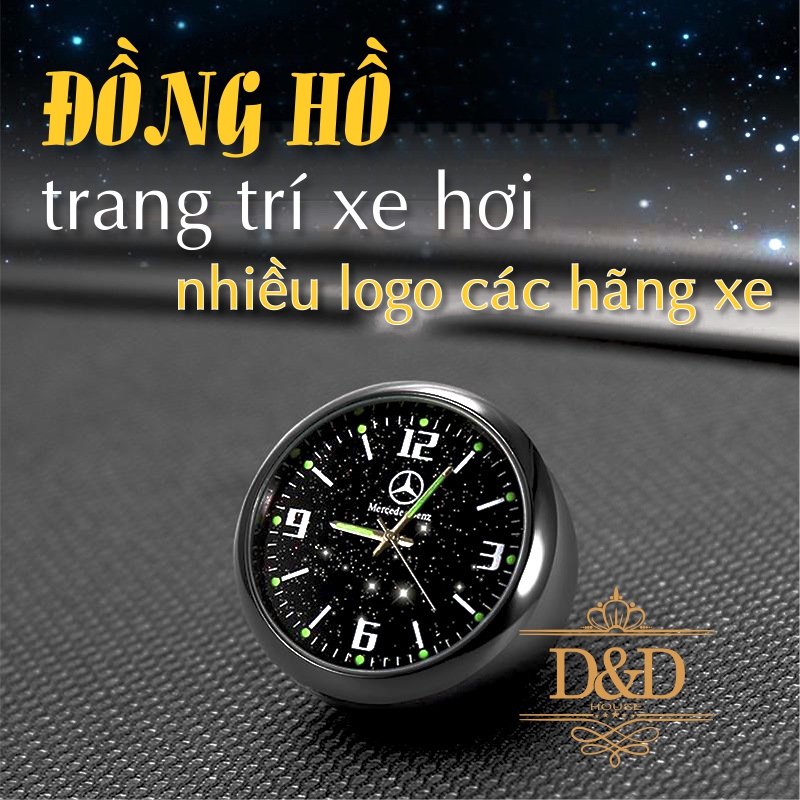Đồng hồ trang trí xe hơi đủ logo các hãng xe - Tặng thêm 1 pin
