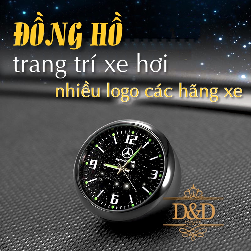 Đồng hồ trang trí xe hơi đủ logo các hãng xe (dán táp lô hoặc gắn cửa gió) - Tặng thêm 1 pin