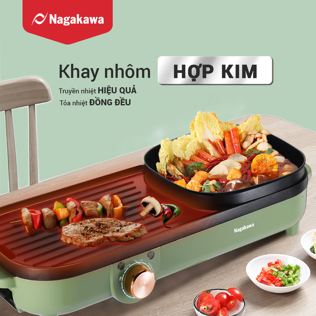 Bếp lẩu nướng điện đa năng Nagakawa NAG3104 (1500W) - Hàng chính hãng