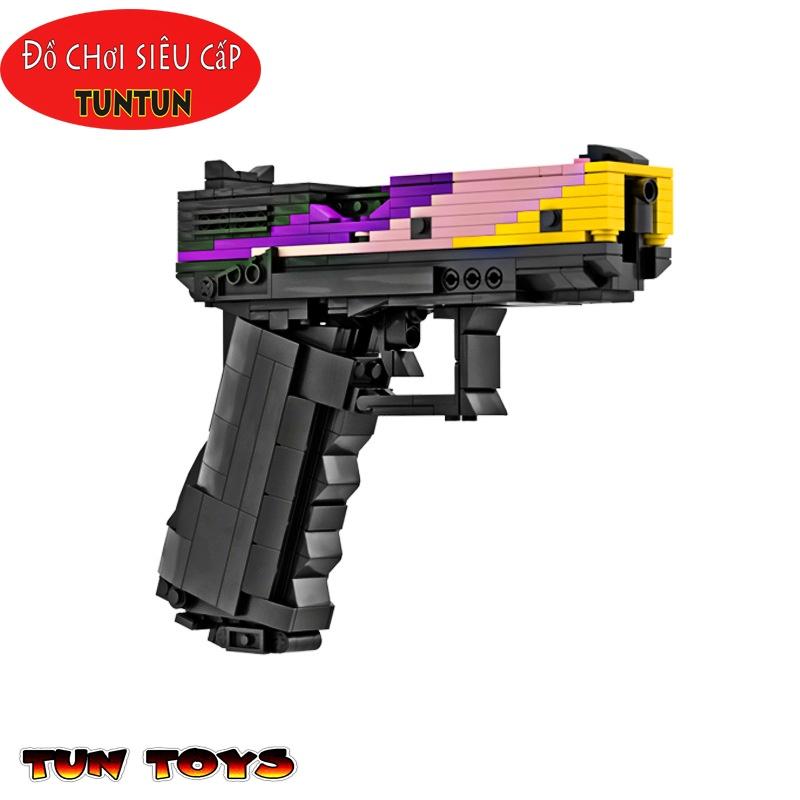 Đồ Chơi Lắp Ráp Trí Tuệ, Súng Mô Hình Lục G17 Black Purple CSGO Kevin183, 400+ Mảnh Ghép