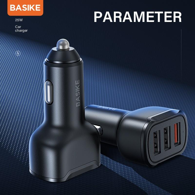 Tẩu sạc ô tô BASIKE 3 * USB 25W UT79 siêu nhanh đảm bảo an toàn thông minh cho iPhone Android-Hàng chính hãng