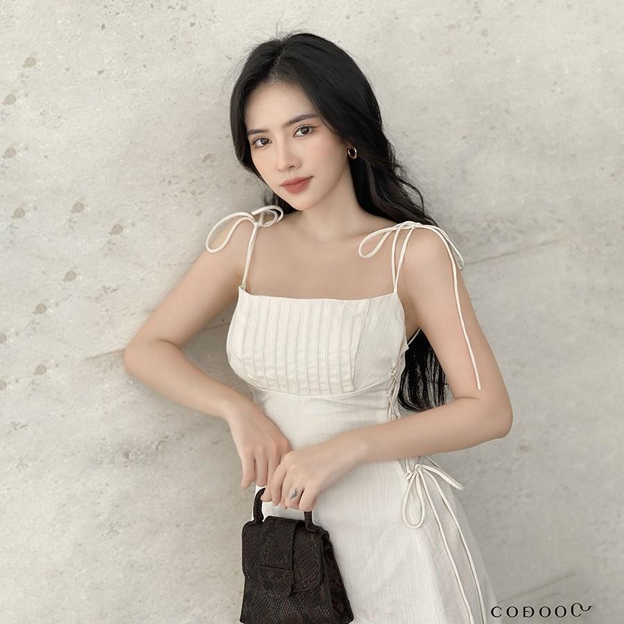Đầm Midi Hai Dây Chất Liệu Linen Cao Cấp Màu Trắng CO EM Thiết Kế Nữ Tính Quyến Rũ Sexy Phù Hợp Hẹn Hò Tiệc Tùng