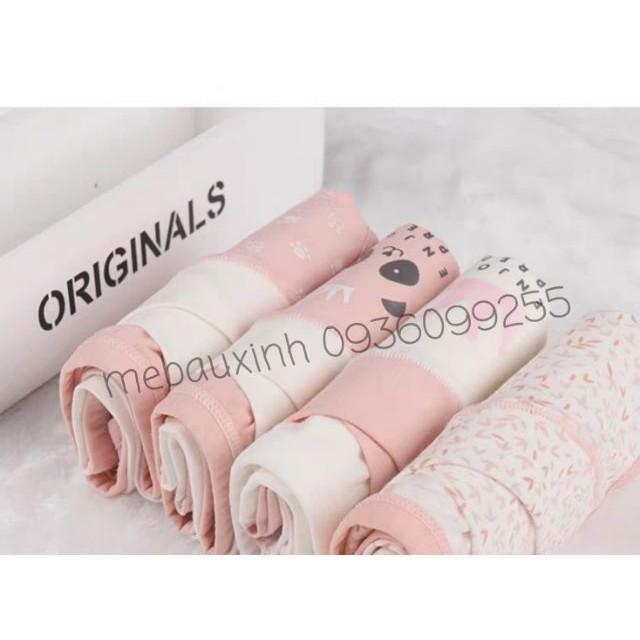 Set 4 quần lót bầu sau sinh cạp chéo cotton kháng khuẩn cao cấp, túi zip siêu đáng yêu