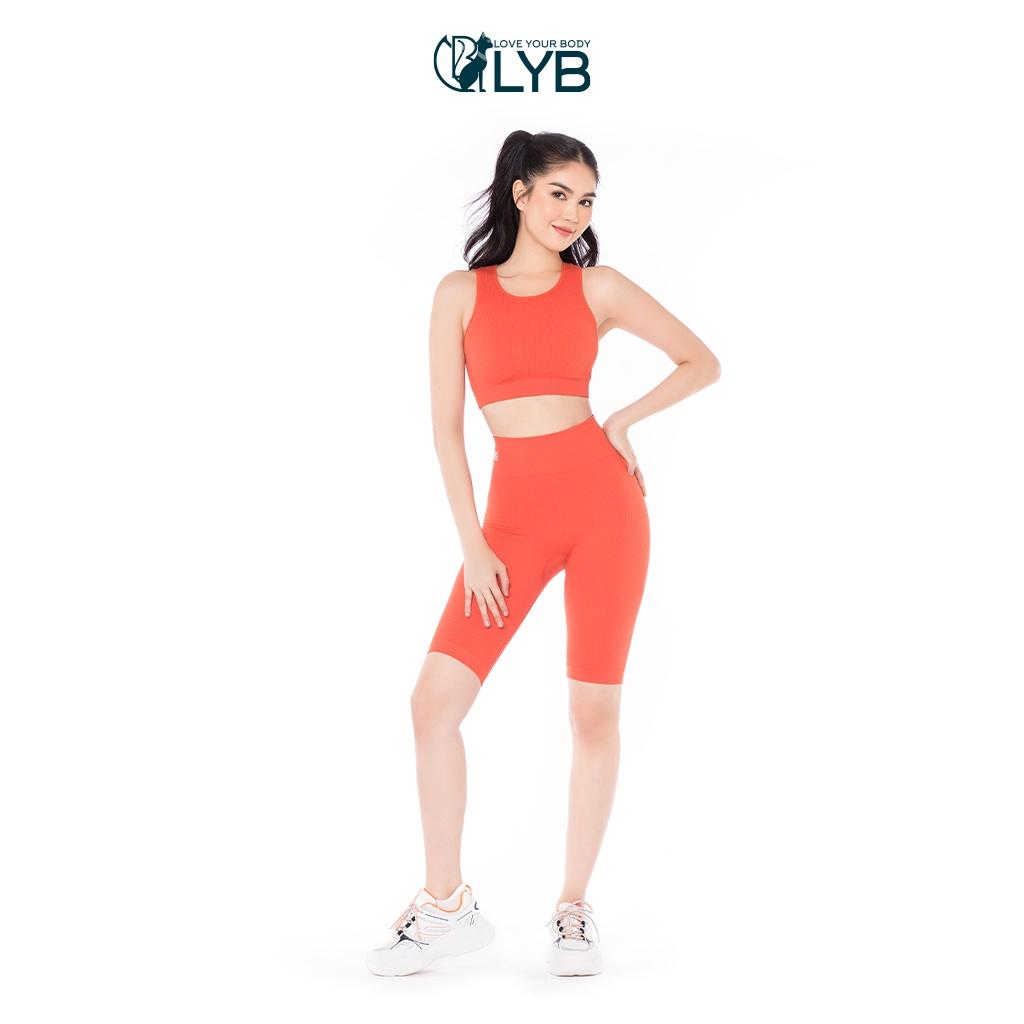 Bộ đồ tập thể thao gym yoga ngắn cá tính trẻ trung màu cam LYB - FW22-S00014A