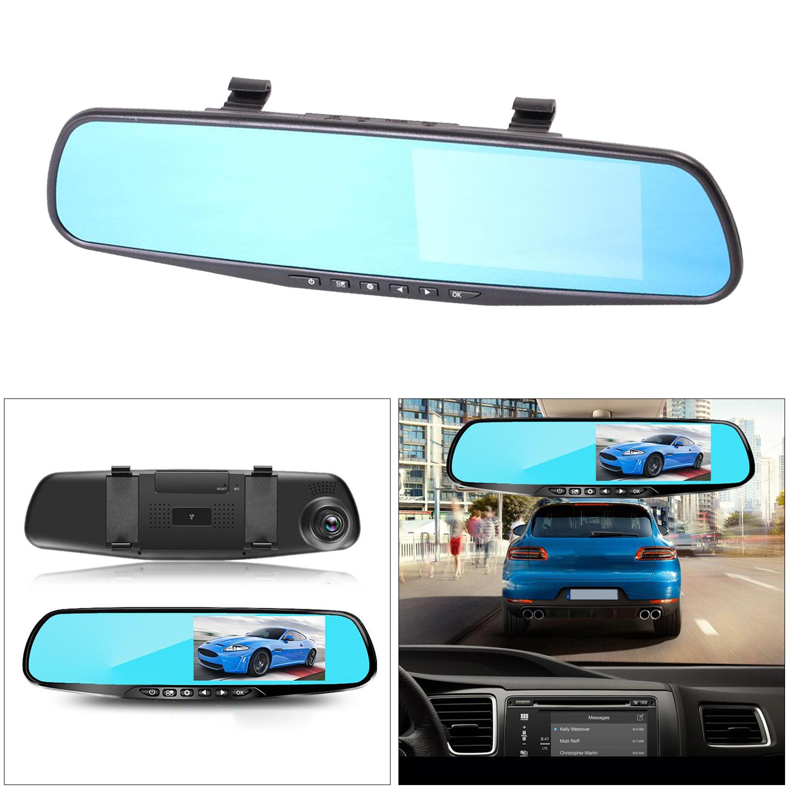 4.3 Inch Display HD Car 1080P Dash DVR Rearview Mirror Backup Camera Super Night Vision