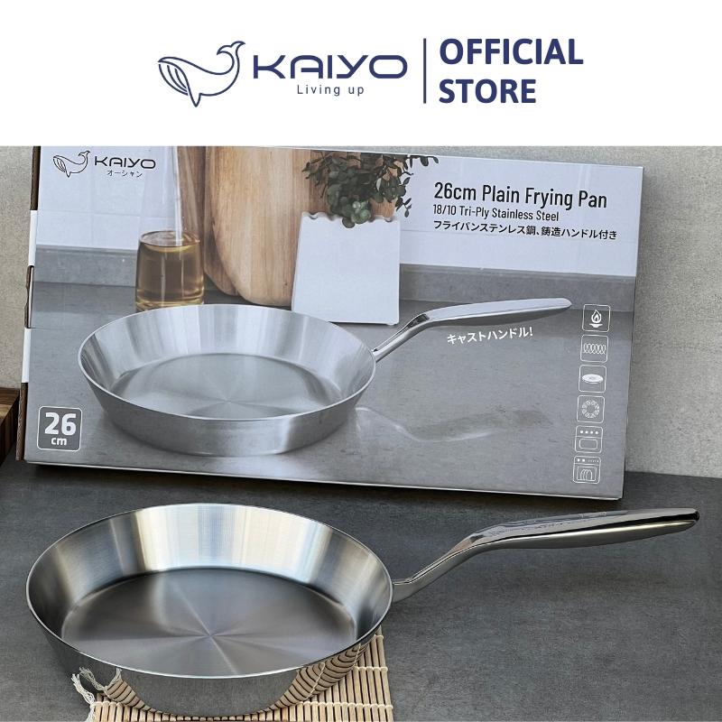 Chảo inox trơn thân đáy liền 3 lớp Tri-Ply Kaiyo, size 26cm