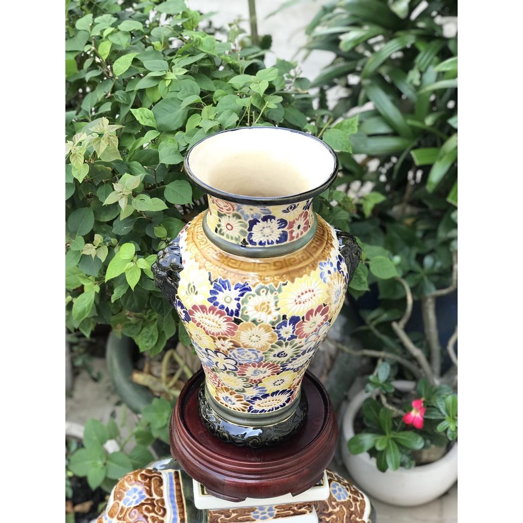 BÌNH BÁCH HOA,RỒNG,PHỤNG THON 40CM GỐM NAM BỘ DECOR TRANG TRÍ, CẤM HOA