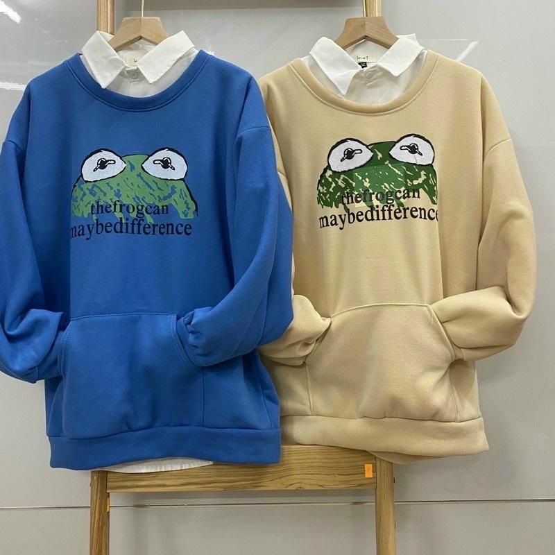 Áo hoodie  không nón in hình chú ếch hoạt hình siêu cute phong cách tự do dễ thương chất vải mềm mịn, năng động cho cách bạn học sinh sinh viên