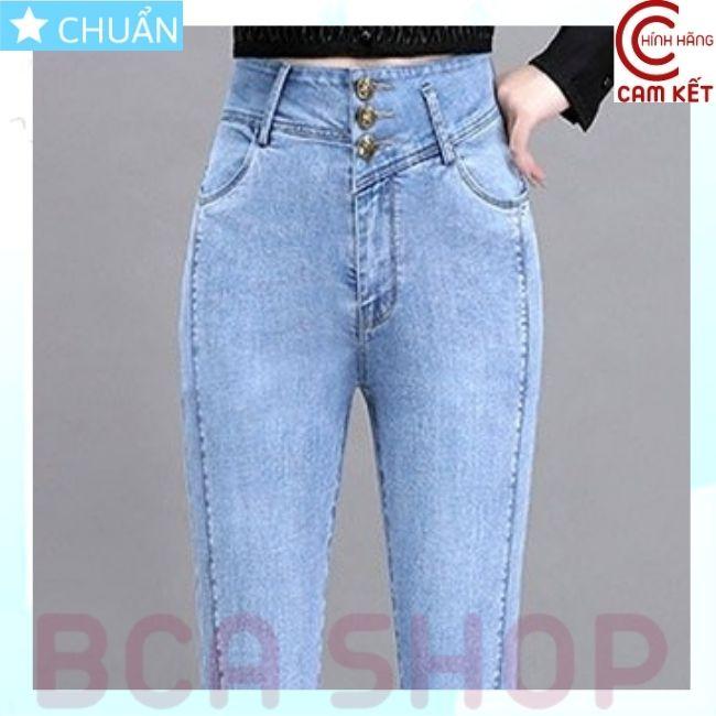 Quần jean nữ ống loe QRO63 ROSATA tại BCASHOP dáng dài, lưng cao 3 nút, phom chuẩn, chất liệu jean cao cấp - màu xanh nh