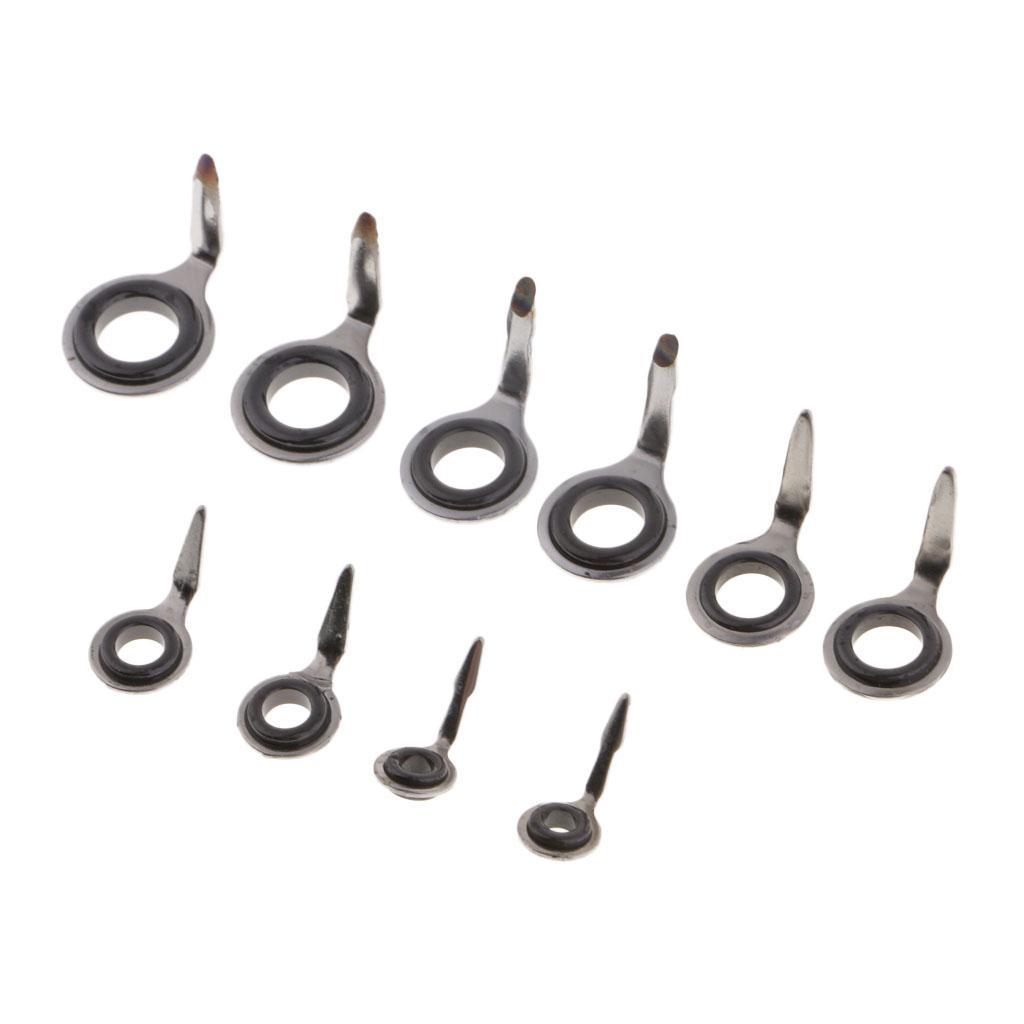 10pcs Stainless Steel 304 Fishing Rod Guides Ceramic Ring Eye Ring Line Ring