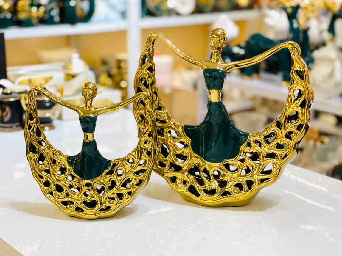 Set decor trang trí gốm sứ cao cấp hình dáng vũ nữ