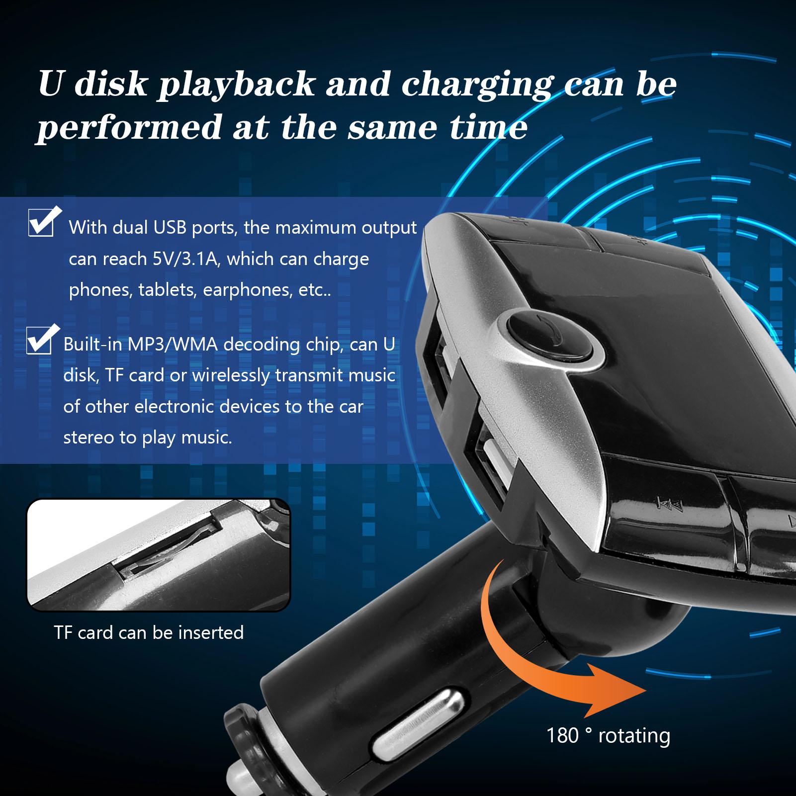 Car MP3 Player BT Wireless FM Transmitter Audio Music Stereo Dual USB Car Charger with LCD Display Remote Controller