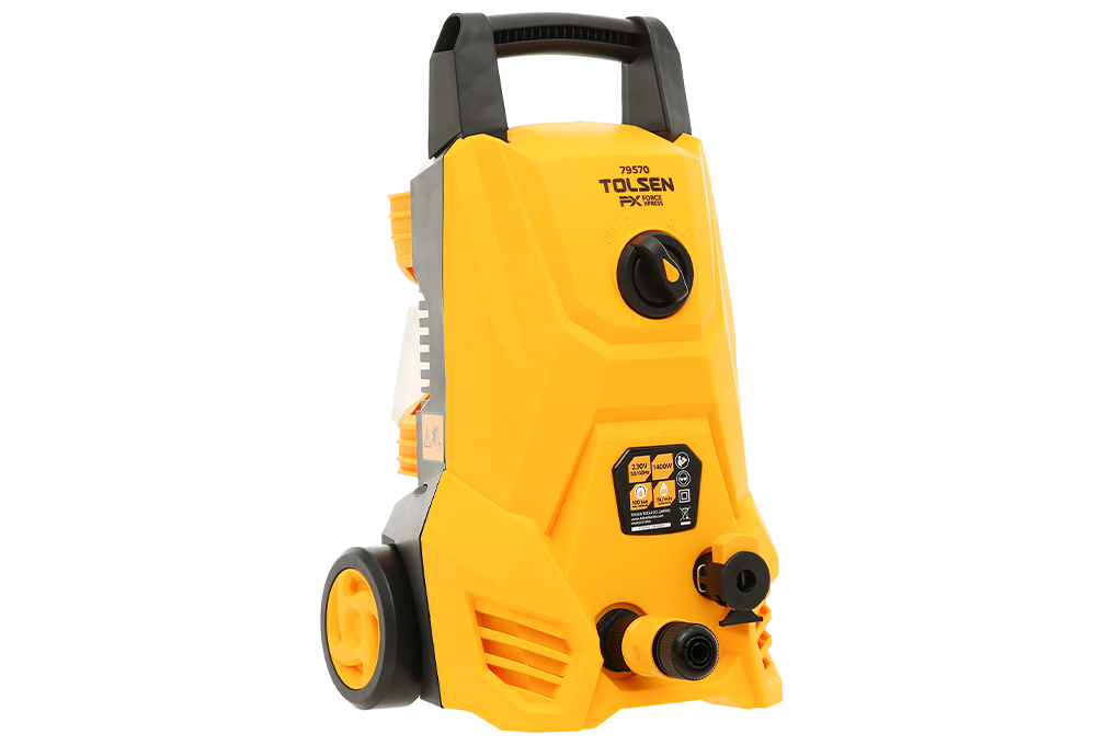 Máy phun xịt rửa xe áp lực cao TOLSEN 79570 1400W- Hàng chính hãng (Tặng kèm 5m dây cấp nước TOTAL THPH2001) - MÃ 79570B (GỒM 2 VÒI CAO ÁP 5M + 15M)