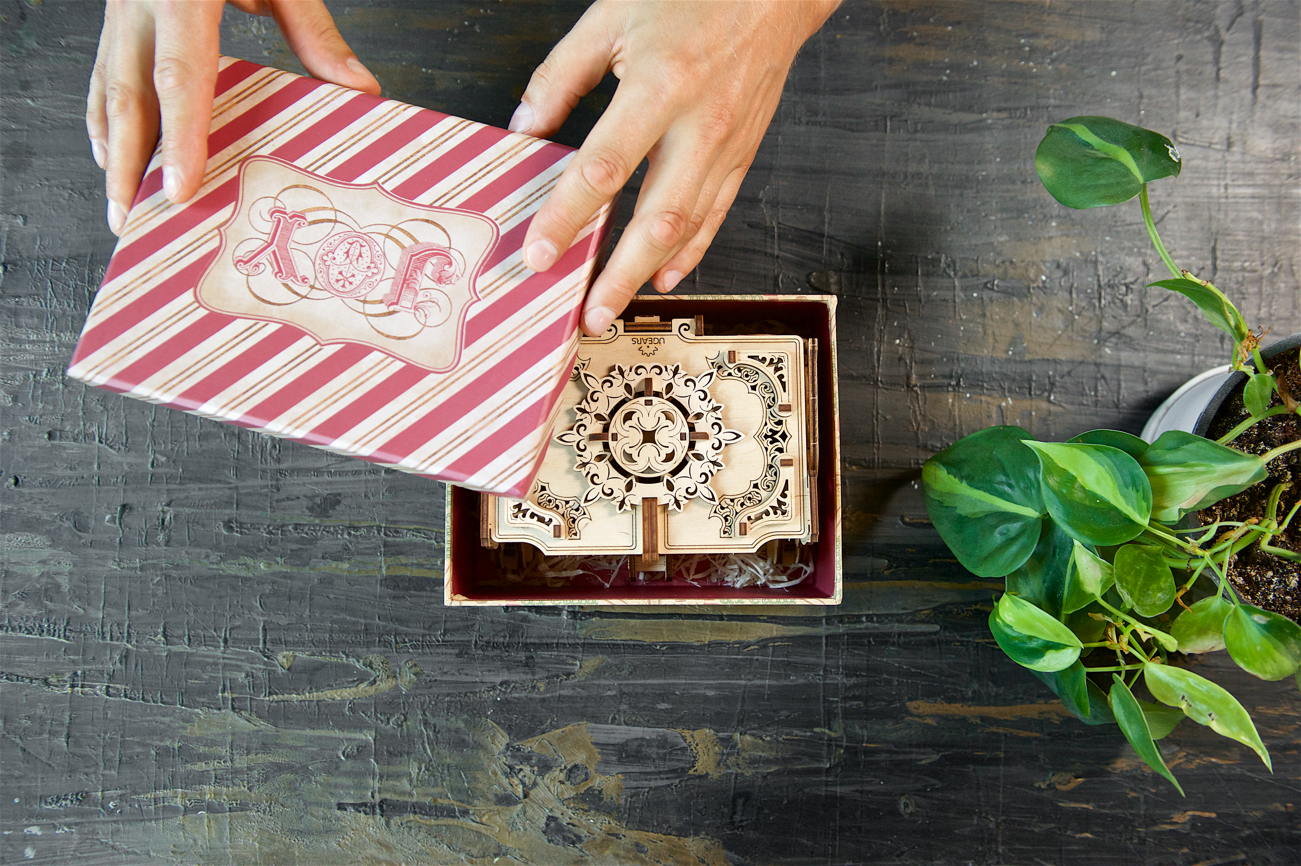 Mô Hình Gỗ Cơ Khí - Ugears Antique box - Hộp nữ trang, Chính hãng Ugears, nhập khẩu nguyên bộ EU, mô hình lắp ráp 3D, Đồ chơi trí tuệ DYI