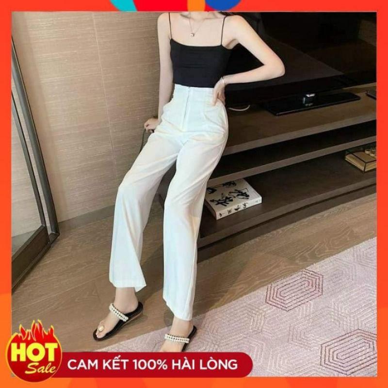 Quần Suông Cạp Cao Gen Bụng Khóa Trước Hot trend 2021 mới