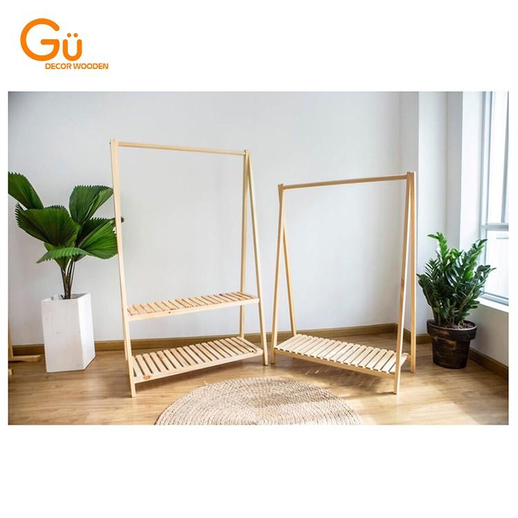 Gía treo quần áo chữ A GU.DECOR WOODEN - Kệ treo đồ chất liệu Gỗ thông nhập khẩu Newzealand loại 1