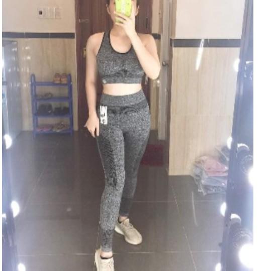 BỘ ĐỒ TẬP GYM,YOGA NỮ GỒM ÁO CROPTOP VÀ QUẦN DÀI LƯNG CAO