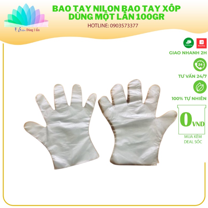 Bao tay nilon, bao tay xốp dùng một lần 100gr - E Green Dùng 1 Lần