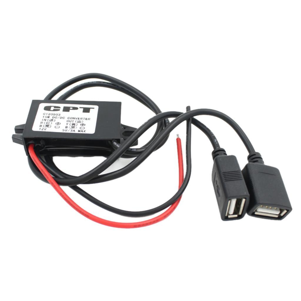 Dual Double 2 USB DC-DC Car Converter Module 12V To 5V 3A 15W Power Adapter