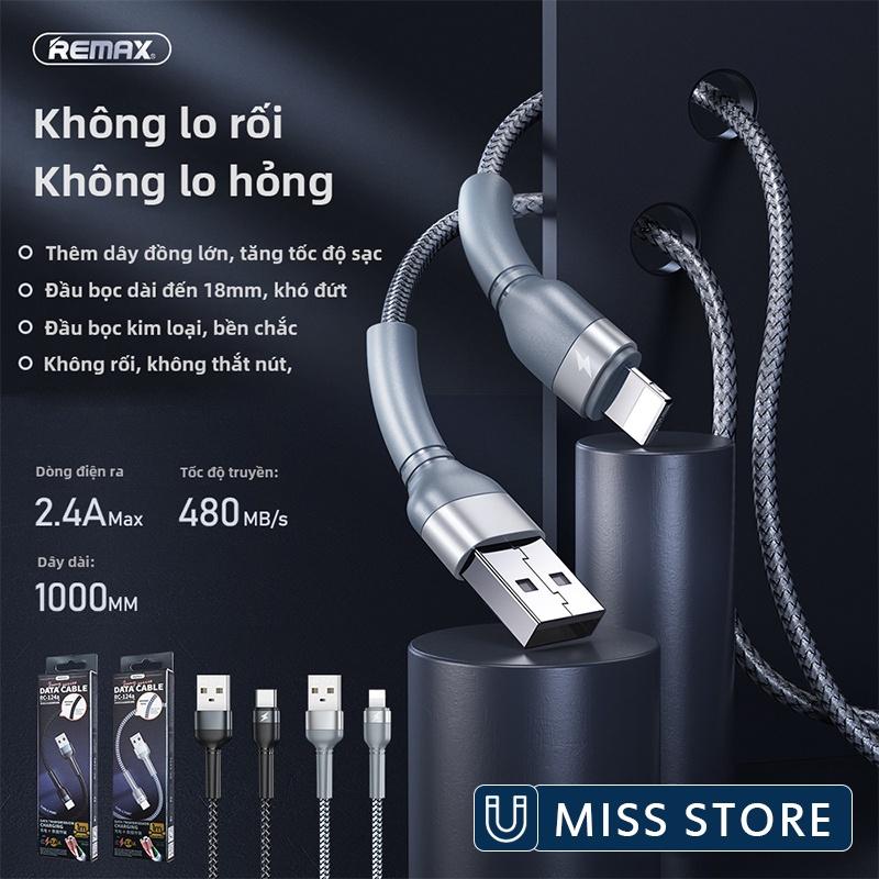 Dây cáp sạc Remax RC-124i hỗ trợ sạc nhanh - Hàng Chính Hãng