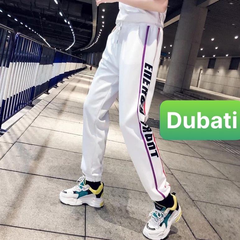 QUẦN JOGGER THỂ THAO VIỀN CHỮ ĐÙI CHẤT NỈ DA CÁ NAM NỮ CÓ BO HOT TREND 2022 -DUBATI FASHION