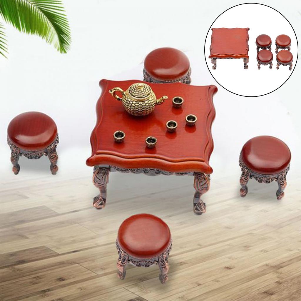 Wooden Dollhouse Furniture Set Dollhouse Miniature Dining Table Chair Wooden Dollhouse Furniture Set