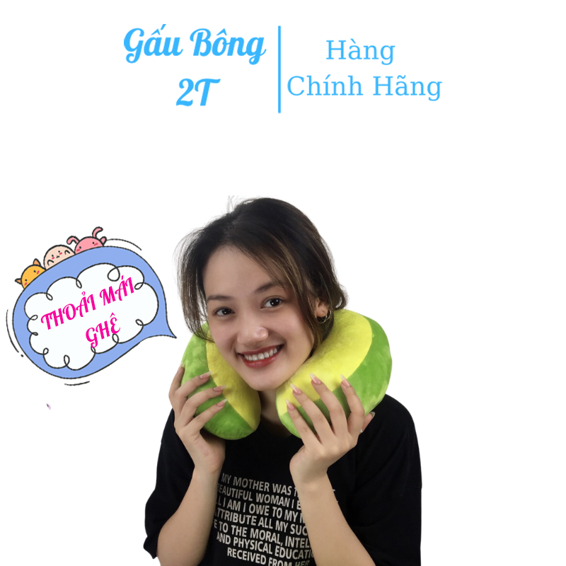 Gấu Bông Gối Ngủ Gối Tựa Chữ U Trái Bơ 2T Ngộ Nghĩnh