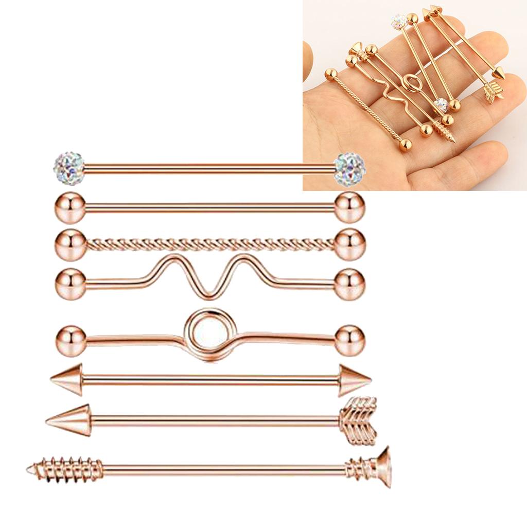 2 Sets Industrial Ear Bar Piercing Earring Barbell Ear Studs Body Jewelry