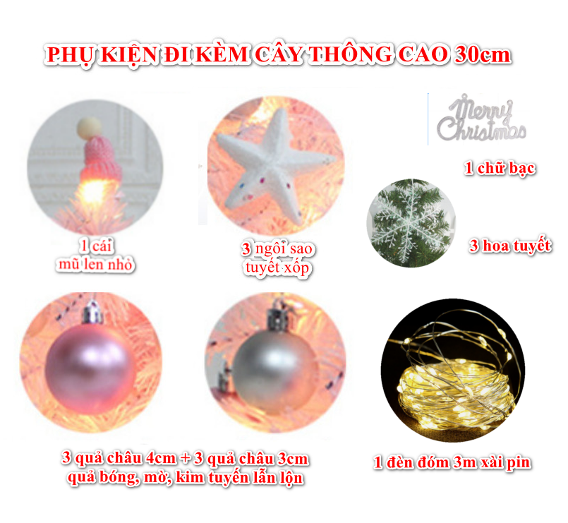 Cây Thông Nhí TH06 Cây Thông Hồng Trang Trí Giáng Sinh Cây Thông Noel