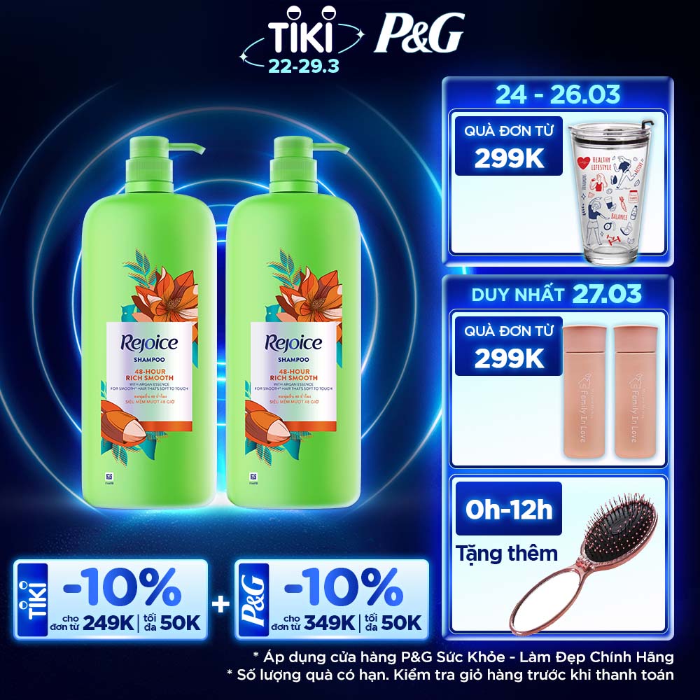 Combo 2 Dầu Gội REJOICE Siêu Mượt 1200g