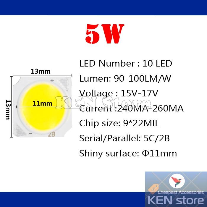 Bóng led 3W 5W 7W 10W vuông 13mm