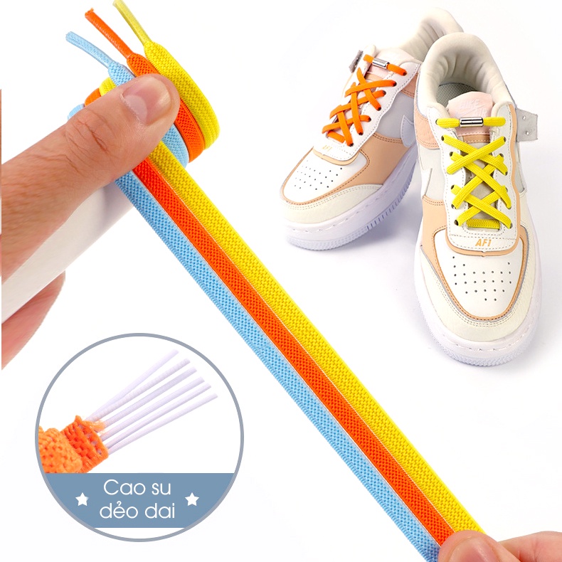 Dây Giày Thể Thao Sneaker Thông Minh Đàn Hồi Q-Kick Laces Khóa Đầu Kim Loại