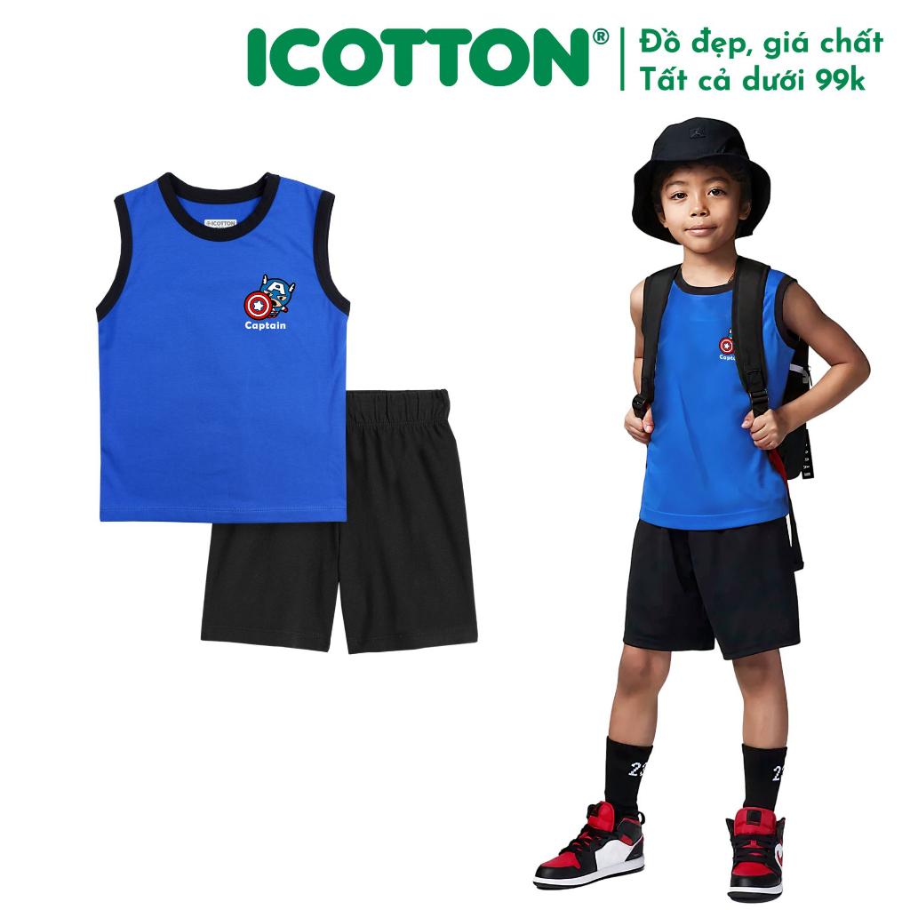 Bộ sát nách Icotton cho bé màu Xanh Blue BT184