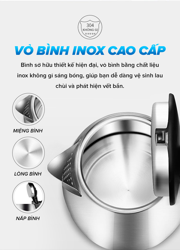 Ấm đun nước siêu tốc Asanzo SK1800-hàng chính hãng