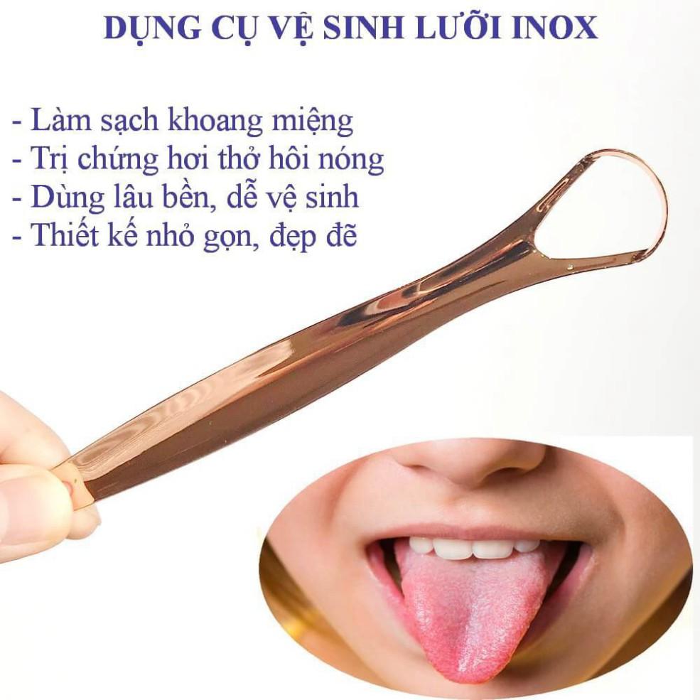 ️Tặng Kèm Hộp️ Dụng Cụ Vệ Sinh Lưỡi Người Lớn Bằng Inox, Hết Rêu Lưỡi, Hơi Thở Hôi