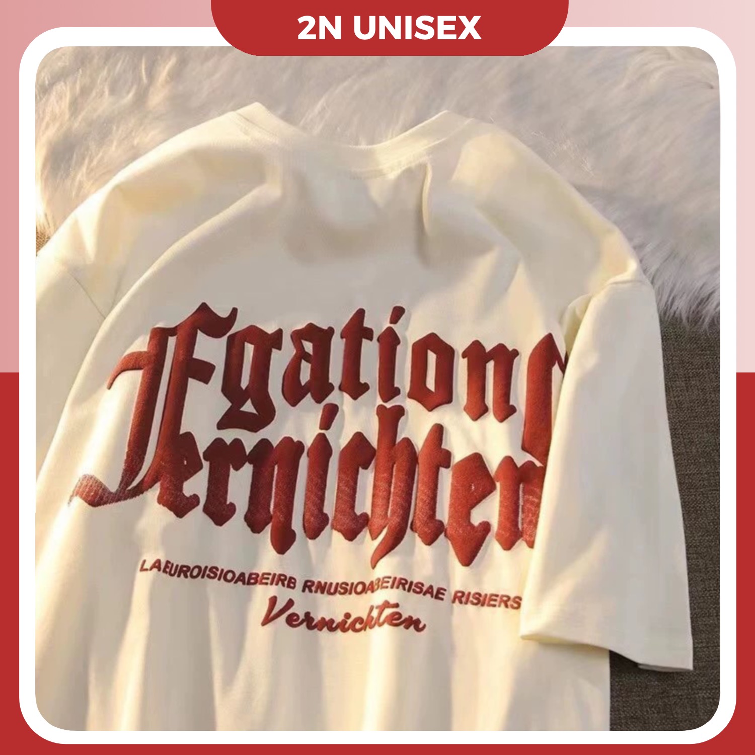 Áo thun tay lỡ form rộng - phông nam nữ cotton oversize - T shirt chữ in nổi - 2N Unisex