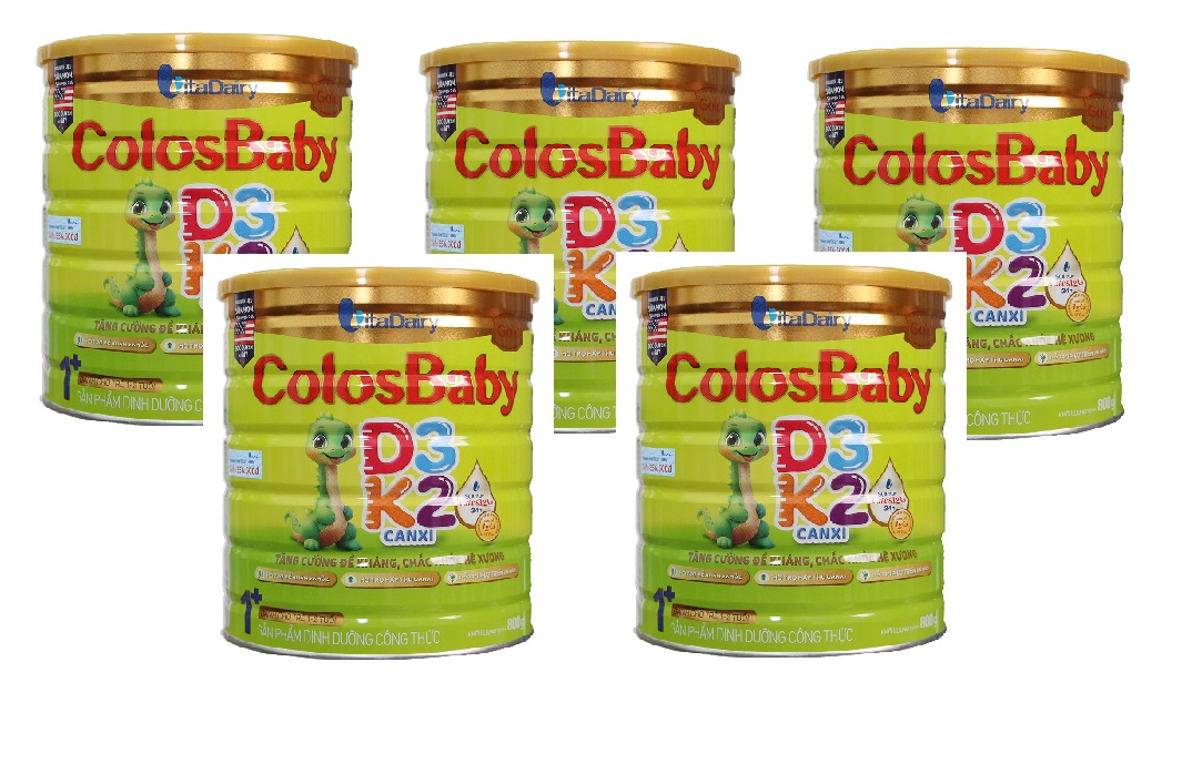 Combo 5 lon Sữa công thức Colosbaby D3K2 1+ lon 800g - Tăng cường đề kháng, Chắc khoẻ hệ xương