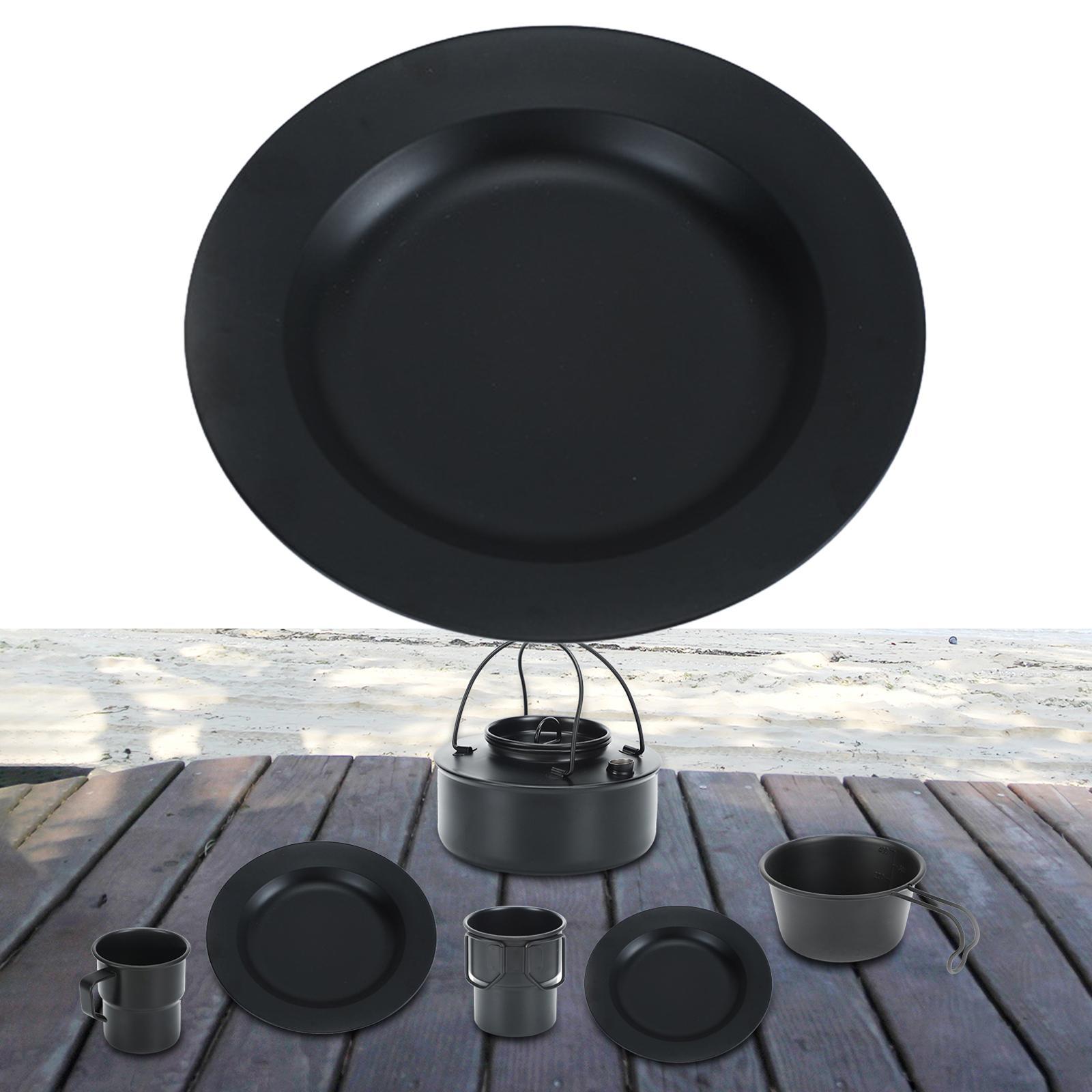 Round Tableware Plate Dinner Cookware Camping Dish for Fishing Picnic Indoor