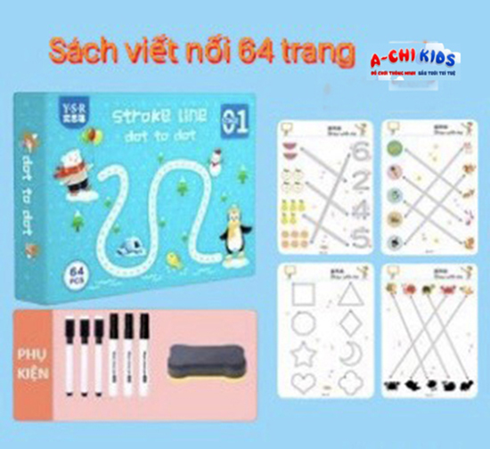 Bộ Đồ Chơi Giáo Dục Montessori , Bộ Viết Nối Xóa Được 64 Trang - Dành Cho Trẻ Từ 2 Tuổi