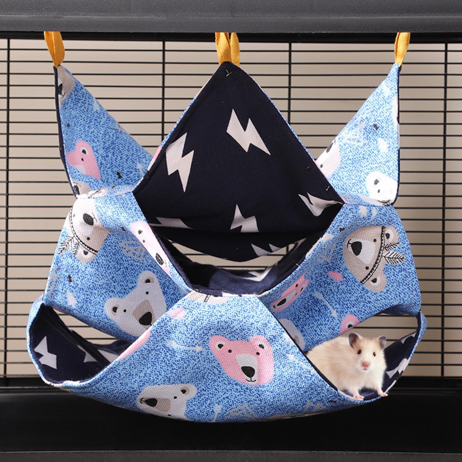 Rat Hanging Bed Summer Hamster Hammock Accessories Multifunctional Cage Toy Cartoon Pattern for Guinea Pig, Chinchillas, Mice, Rats