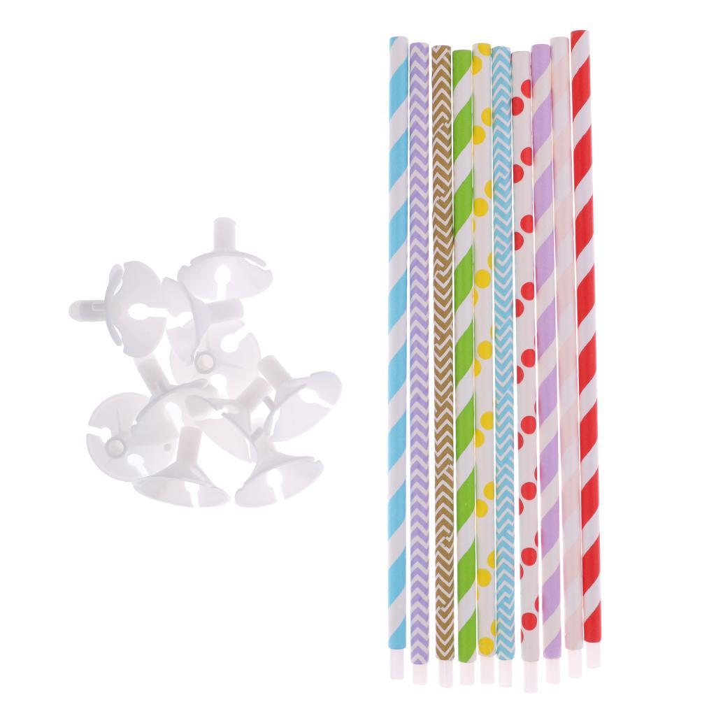10 Pieces Colorful Balloon Sticks Holders with Cups for Wedding Party Decor
