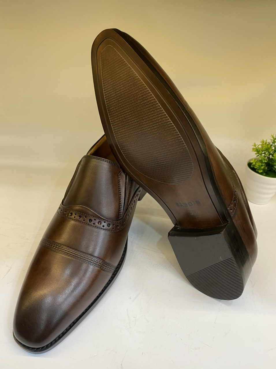 Giày Công Sở Nam Da Bò Màu Nâu-P30 Giày Tây Nam- Giày Đánh Patina Thủ Công Sang Trọng Lịch Lãm Giày SAGO’S