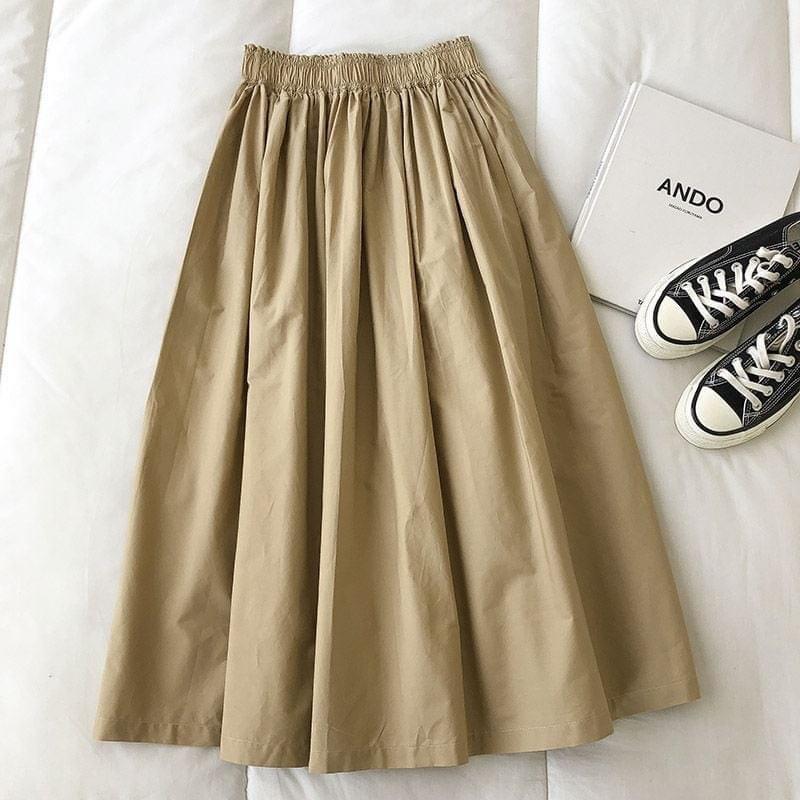 Chân váy maxi dáng dài cạp chun, chân váy công sở kaki dáng dài siêu xinh