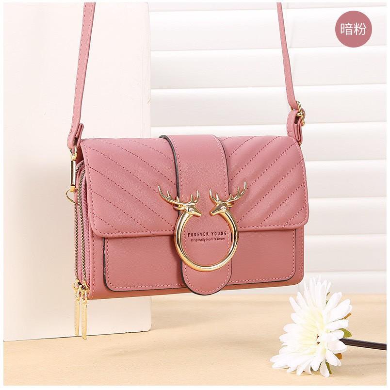 Túi kiêm ví đeo chéo hai khóa kéo sừng hươu TSH145