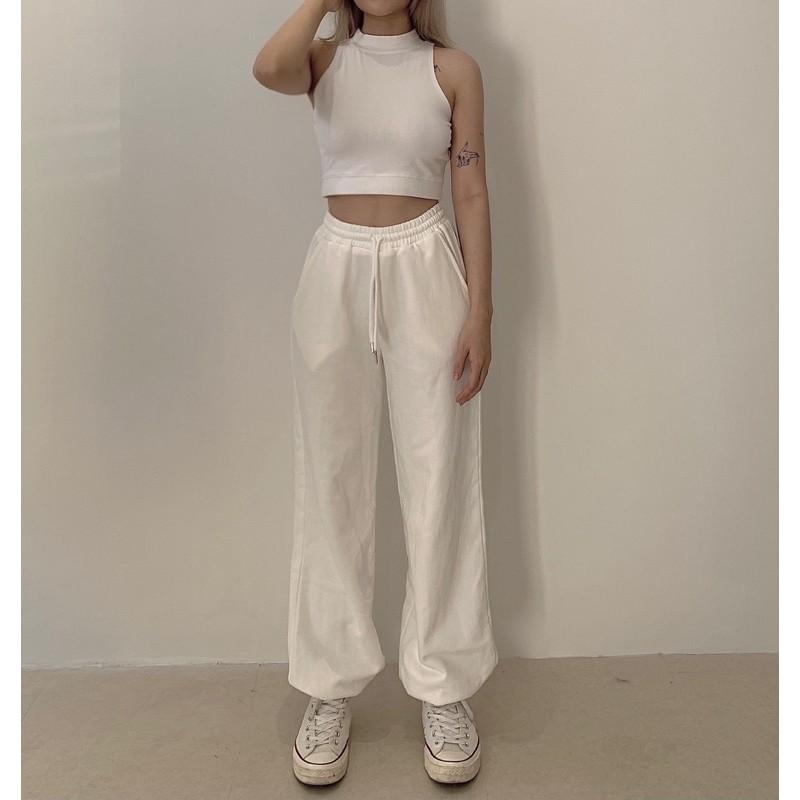 Quần sweatpants đen trắng basic Caroline Pants Lnd