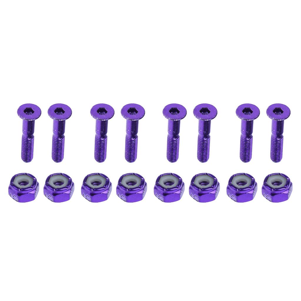 2x8pcs Replacement Skateboard Truck Hardware Set Longboard Screws Bolts Purple