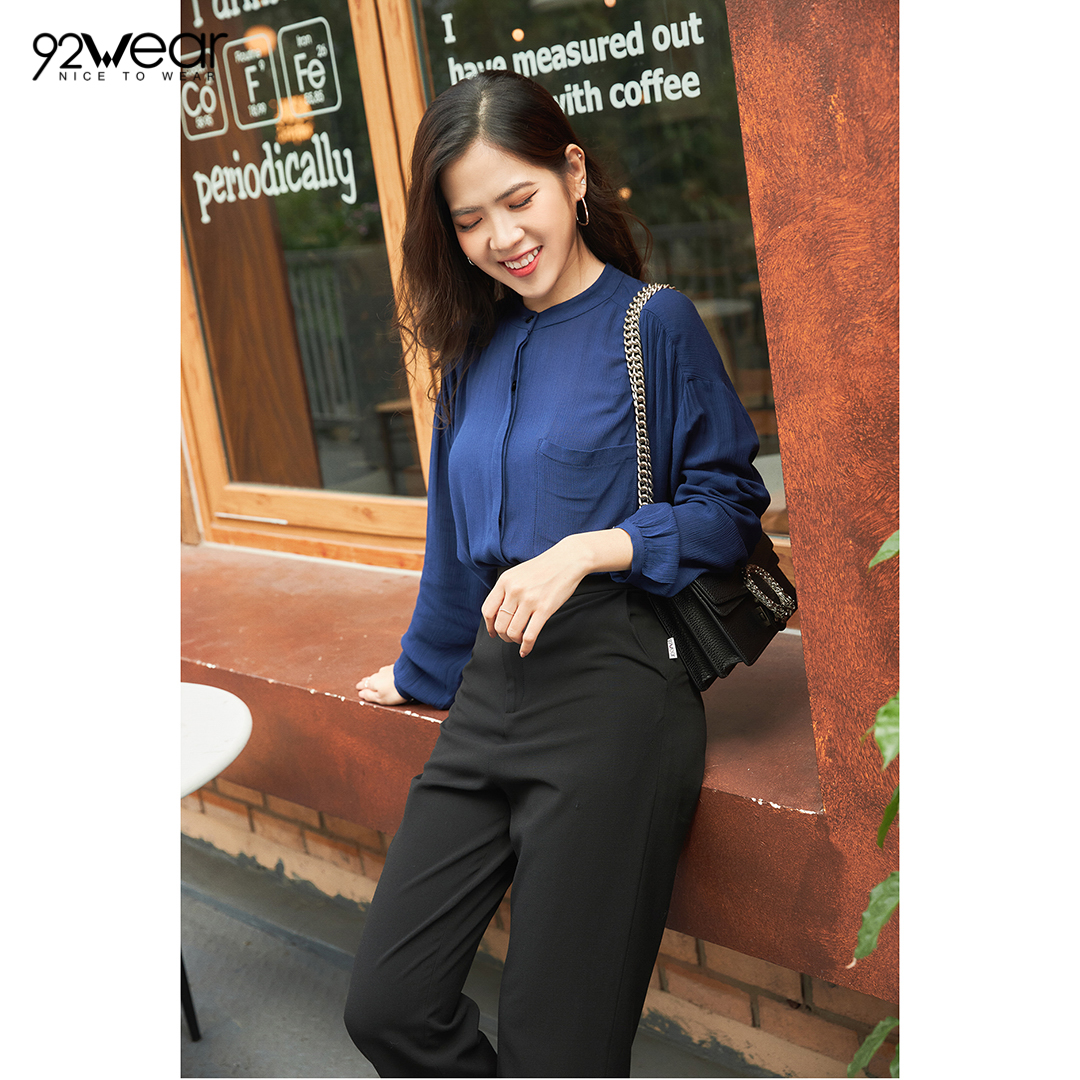 Áo Sơ Mi Nữ 92WEAR dài tay túi ngực ASW0956