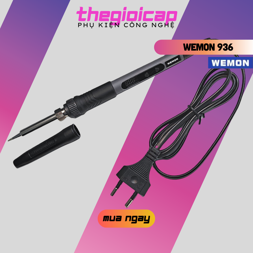 Mỏ Hàn Cầm Tay Công Suất 90W, Tối Đa 550 Độ C, Gia Nhiệt Nhanh WEMON 936 - Hàng Nhập Khẩu