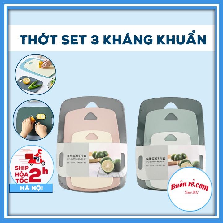 Set 3 thớt nhựa kháng khuẩn, an toàn – Combo 3 thớt nhựa nhiều màu chống nấm mốc - 01525