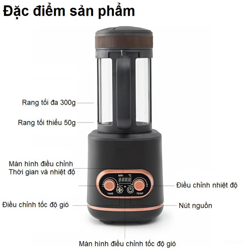 Máy rang hạt cà phê công nghệ gia nhiệt không khí. Thương hiệu Mỹ Cafemasy cao cấp CCR-1209R2. Hàng chính hãng